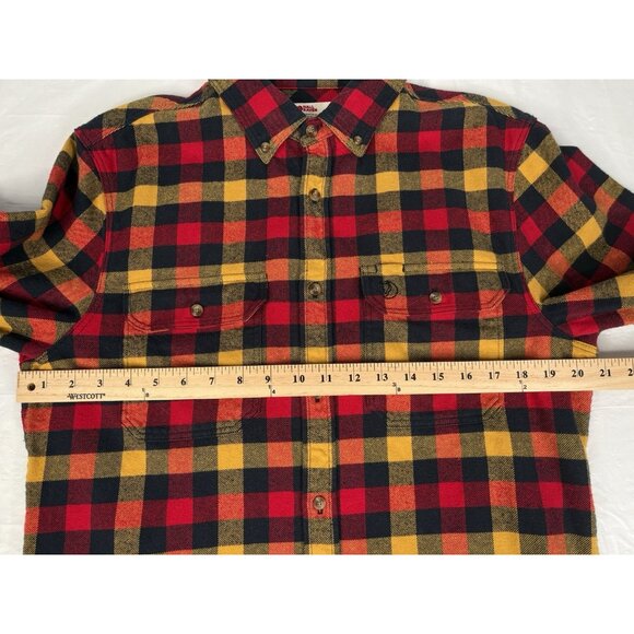 Fjallraven Skog Flannel Shirt Men’s Large Slim Fit Button Down Yellow Red Plaid - Picture 13 of 15